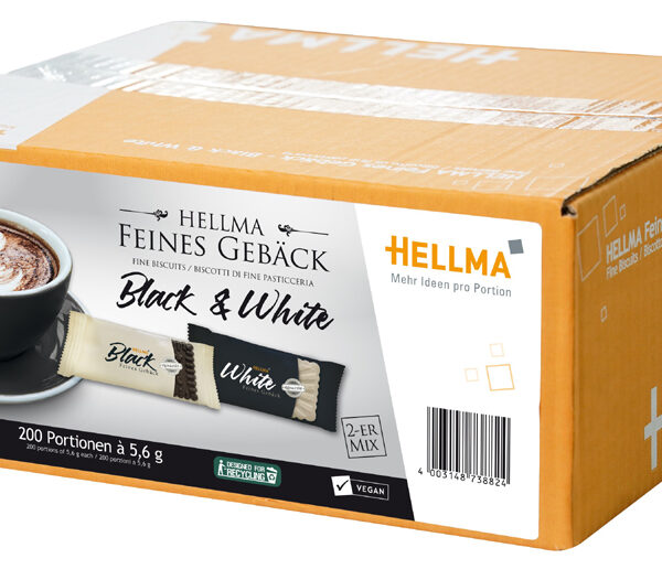 HELLMA fijne koekjes Black en White, per stuk verpakt