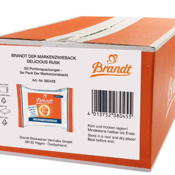 Brandt biscuit, portieverpakkingen in doos