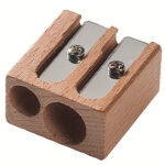 M+R dubbele-puntenslijper, van hout, blokvorm