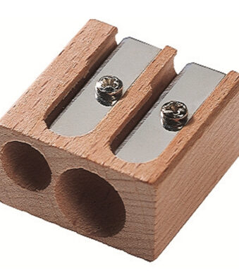 M+R dubbele-puntenslijper, van hout, blokvorm