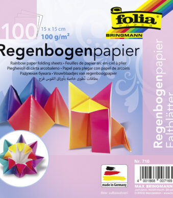 folia regenboog-vouwbladen, 150 x 150 mm, 100 g/m2, 100 vel