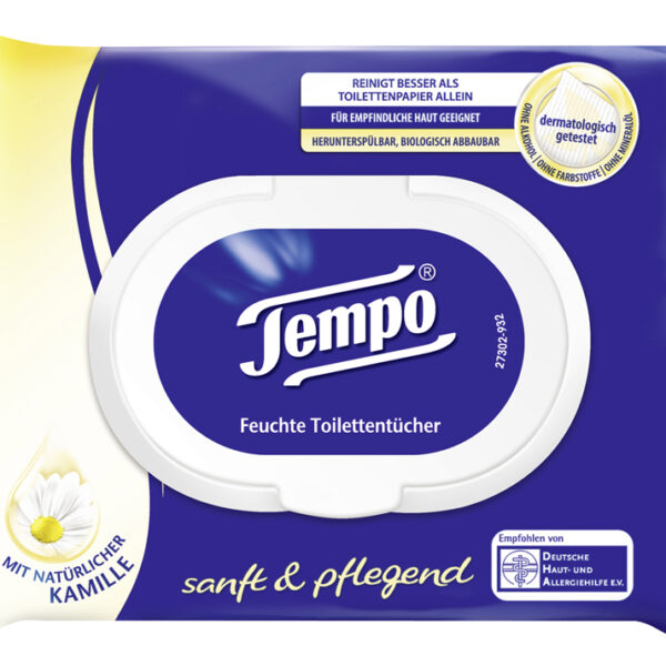 Tempo vochtige toiletdoekjes mild en verzorgend, met Kamille
