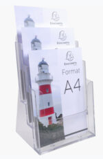 EXACOMPTA tafel-brochurehouder, A4 staand, 3 vakken, glashelder