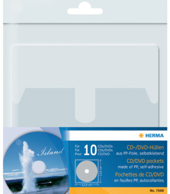 HERMA Zelfklevende insteekhoes voor 1 CD/DVD, van PP, transparant