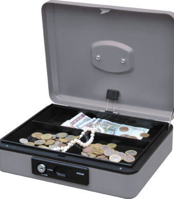 pavo geldcassette / geldkistje Deluxe, zilver, breedte: 250 mm