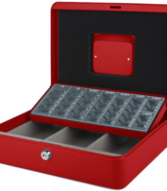 pavo geldcassette / geldkistje met tel-bakje, rood, 1 draaggreep