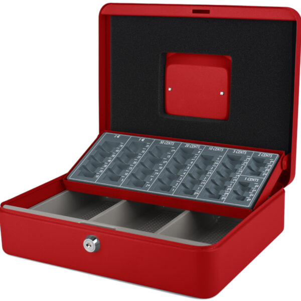 pavo geldcassette / geldkistje met tel-bakje, rood, 1 draaggreep