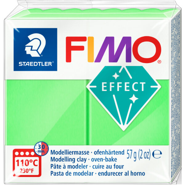 FIMO EFFECT boetseerklei, ofenhärten, neongroen, 57 g