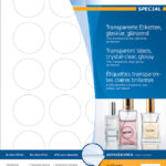 HERMA folie etiketten SPECIAL, rond 40 mm, 25 vel A4, permanent, transparant