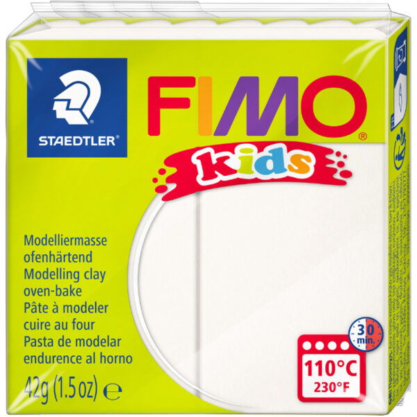 FIMO kids boetseerklei, ovenhardend, wit, 42 g
