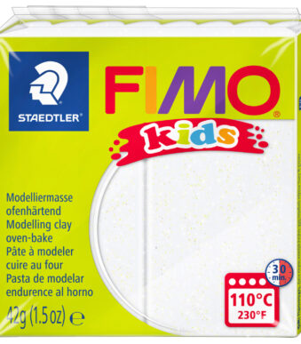 FIMO kids boetseerklei, ovenhardend, glitter-wit, 42 g
