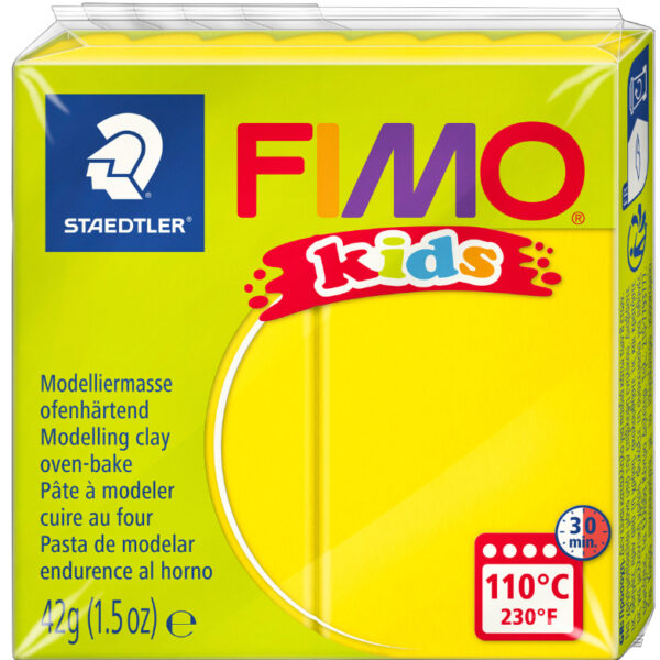 FIMO kids boetseerklei, ovenhardend, geel, 42 g