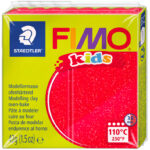 FIMO kids boetseerklei, ovenhardend, glitter-rood, 42 g