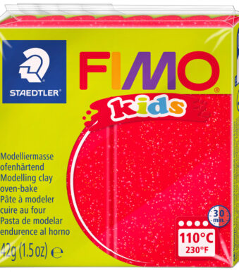FIMO kids boetseerklei, ovenhardend, glitter-rood, 42 g