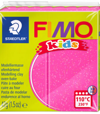 FIMO kids boetseerklei, ovenhardend, glitter-roze, 42 g