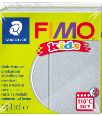 FIMO kids boetseerklei, ovenhardend, glitter-zilver, 42 g