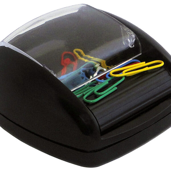 pavo paperclipdispenser op rollen met magneten, zwart