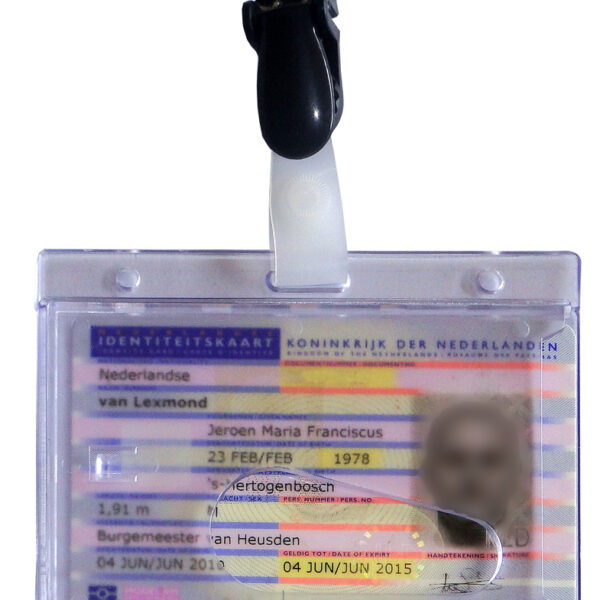 pavo naambordje, met clip, 54 x 86 mm, transparant