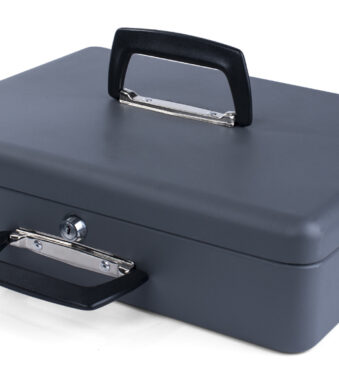 pavo geldkist met munteninzet, donkergrijs, 2 draaggrepen