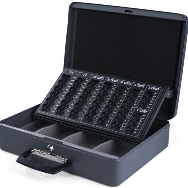 pavo geldkist met munteninzet, donkergrijs, 2 draaggrepen