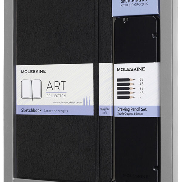 MOLESKINE schts-set, schetsboek L/A5 + 5 tekenstiften