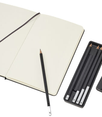 MOLESKINE schts-set, schetsboek L/A5 + 5 tekenstiften
