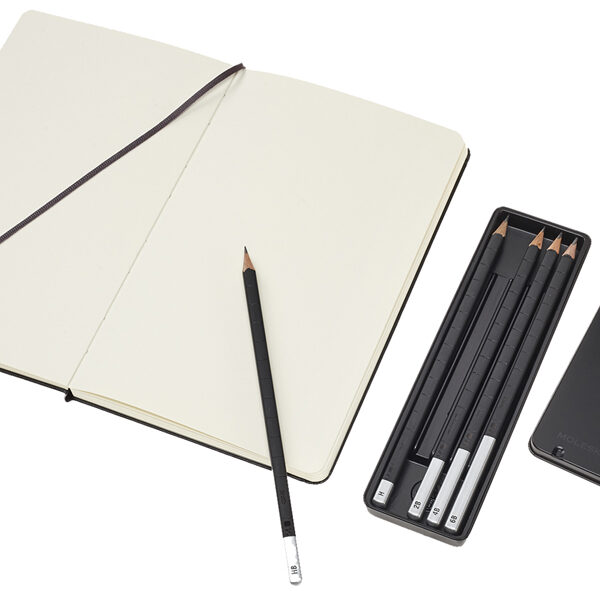 MOLESKINE schts-set, schetsboek L/A5 + 5 tekenstiften