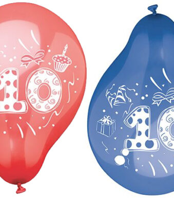 PAPSTAR cijfer-luchtballonnen '10', rond, kleuren assorti