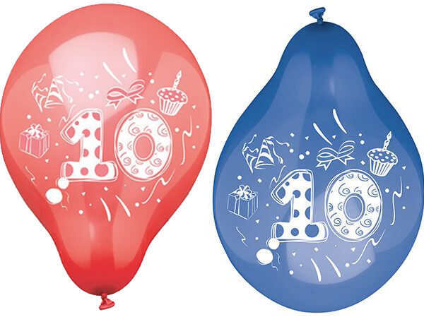 PAPSTAR cijfer-luchtballonnen '10', rond, kleuren assorti