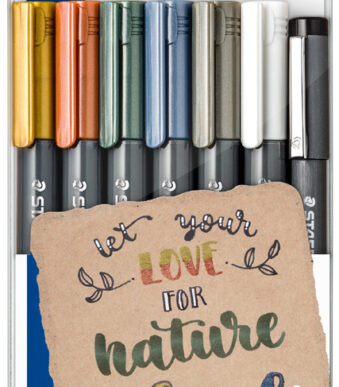 STAEDTLER penseelstift metallic brush, 6 stuks in etui +pigmentliner