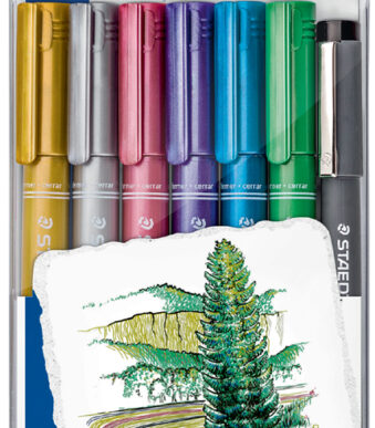 STAEDTLER permanent-marker Metallic, 6 in etui + Pigmentliner