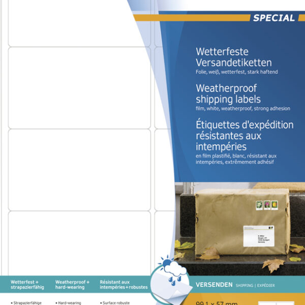 HERMA waterbestendige verzendetiketten SPECIAL, 99,1 x 57 mm, folie wit, 25 vel A4, permanent