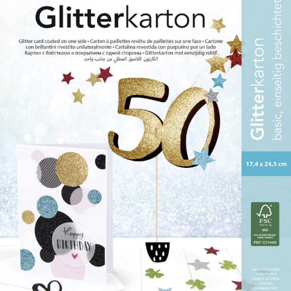 folia glitterkarton-blok ´Basic´, 170 x 245 mm, 300 g/m2