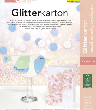 folia glitterkarton-blok ´pastel´, 170 x 245 mm, 300 g/m2