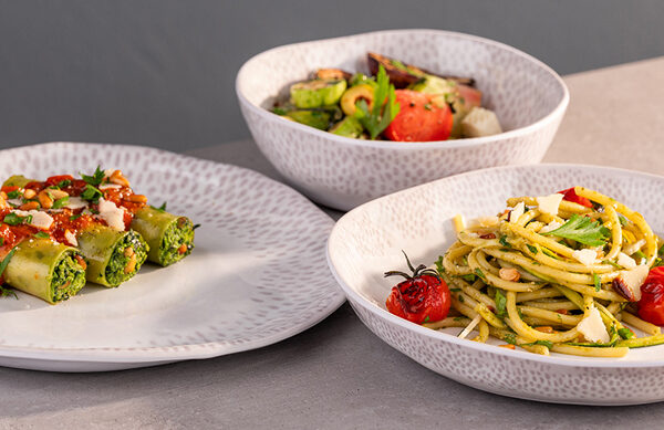 APS bord FOOTMARK, diep, diameter: 240 mm, wit/grijs