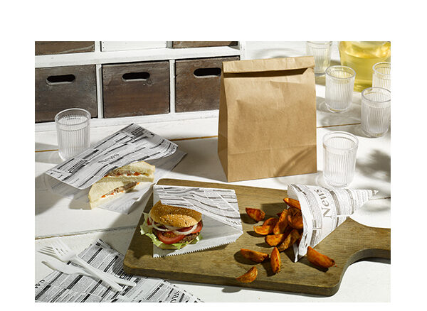 PAPSTAR Hamburger-zakje ´Newsprint´, 160 x 180 mm