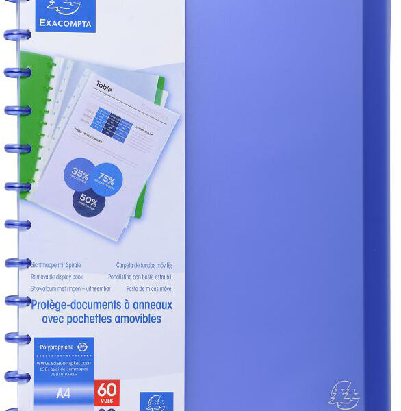 EXACOMPTA zichtmap DIN A4, 30 hoezen, blauw-doorschijnend