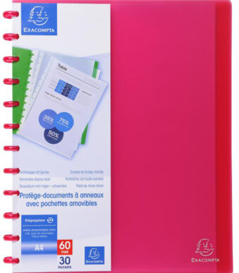 EXACOMPTA zichtmap DIN A4, 30 hoezen, rood-doorschijnend