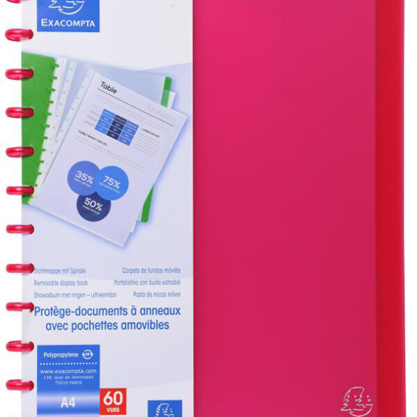 EXACOMPTA zichtmap DIN A4, 30 hoezen, rood-doorschijnend