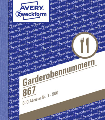 AVERY Zweckform nummerboek ´garderobenummers´, 1-500, A6