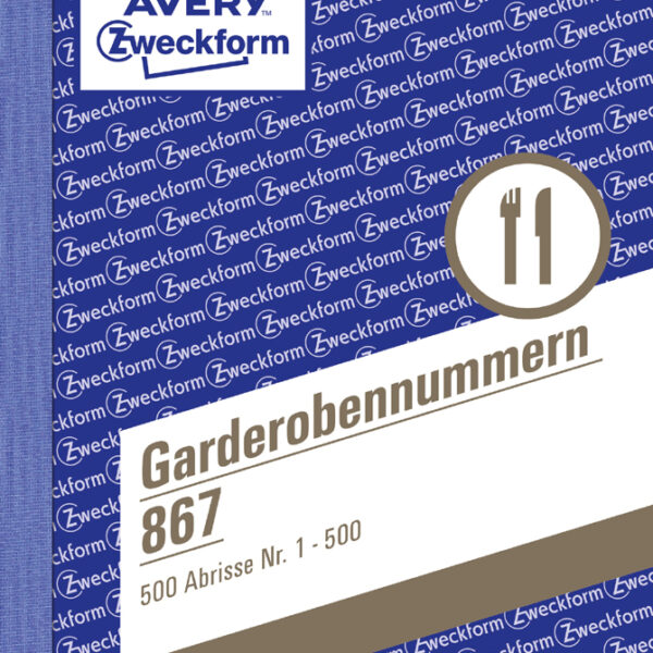 AVERY Zweckform nummerboek ´garderobenummers´, 1-500, A6