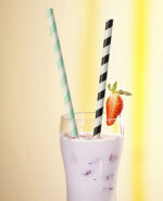 PAPSTAR papieren rietje ´Stripes´, 200 mm, zwart/wit