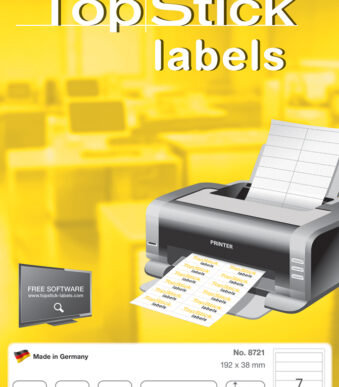 TOP STICK Ordnerrug-etiketten, 192 x 38 mm, wit