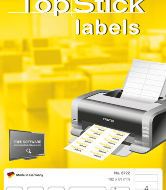 TOP STICK Ordnerrug etiketten, 192 x 61 mm, wit