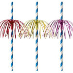 PAPSTAR papieren drinkrietje 'Fireworks', 200 mm, blauw/wit