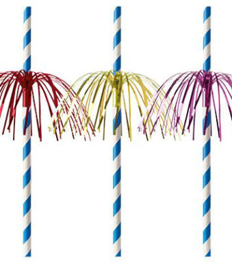 PAPSTAR papieren drinkrietje 'Fireworks', 200 mm, blauw/wit