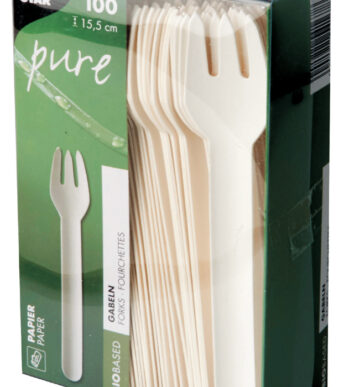 PAPSTAR papieren vorken 'pure', lengte: 155 mm, wit