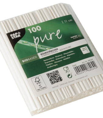 PAPSTAR papieren roerstaafjes 'pure', lengte: 110 mm, wit