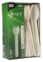 PAPSTAR papieren vork/lepel 'pure', lengte: 160 mm, wit