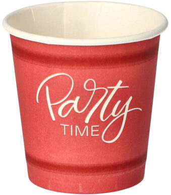 PAPSTAR kartonnen drinkbeker 'pure' Party Time, 5 cl, rood